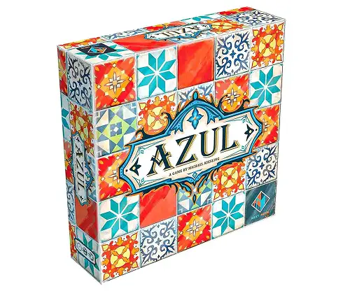 De Azul-bordspeldoos met kleurrijk tegelpatroon is een abstract strategiespel geïnspireerd op Portugese tegels.